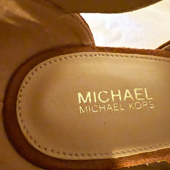 Michael Kors Brown Suede Damita Espadrille Wedge Sandals - Picture 3 of 10
